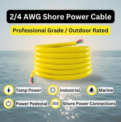 100 amp 2/4 AWG Premium Yellow Marine Power Cable ، Type Stow (100 ft) in Saudi Arabia