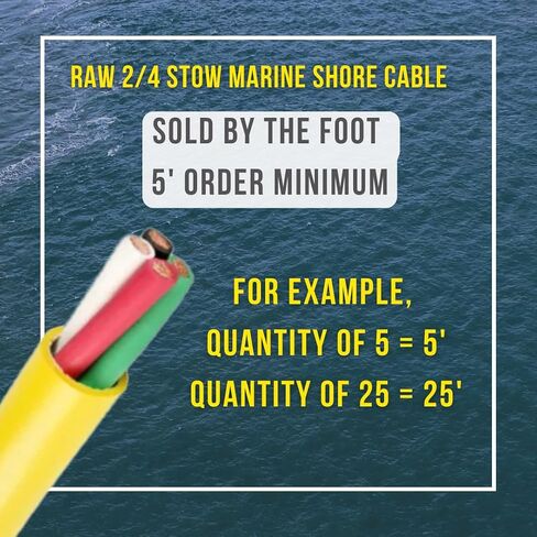 100 amp 2/4 AWG Premium Yellow Marine Power Cable Type STOW - تم بيعها بالقدم in Saudi Arabia