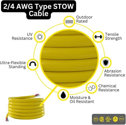 100 amp 2/4 AWG Premium Yellow Marine Power Cable Type STOW - تم بيعها بالقدم in Saudi Arabia