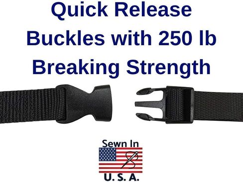EZ-Xtend Adjustable Boat Cover Tie Down Straps w/Delrin Quick Release Buckles - Heavy Duty 1" Polyester Webbing 4500 lb Break Strength - 250 lb QR Buckle - Boat Accessories - 2 Pack in Kuwait