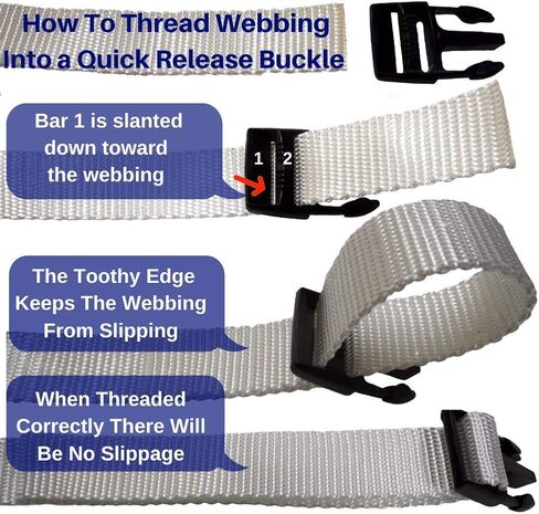 EZ-Xtend Adjustable Boat Cover Tie Down Straps w/Delrin Quick Release Buckles - Heavy Duty 1" Polyester Webbing 4500 lb Break Strength - 250 lb QR Buckle - Boat Accessories - 2 Pack in Kuwait