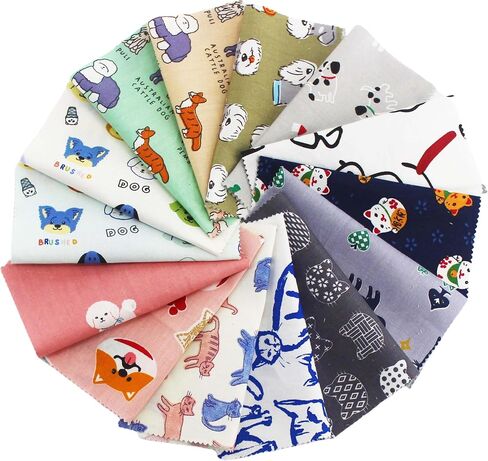 42-Pack 5x5 Inch Cat & Dog Cotton Fabric Squares for Quilting,Multi-Color Cute Animal Print Charm Packs Precut Quilting Supplies in Saudi Arabia