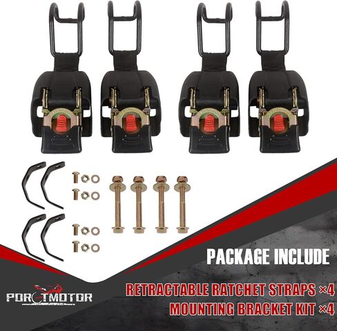 Retractable Boat Gunwale Transom Tie Down Straps with U-Hook, 2x43 Inch Trailer Straps, 3000LBS Break Strength Bolt-on Ratchet Tie-Downs for Boat and Jet Ski (2 Pack) in Kuwait