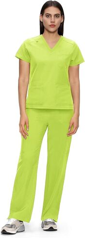 الدعك للنساء ، سراويل V-Neck Scrubs Top & Cargo مع 12 جيوبًا ، حزامًا لليوغا ، 4 طرق تمتد in Saudi Arabia