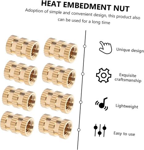 PRETYZOOM 20-Piece M5 Brass Heat Set Inserts 10x7mm Knurled Female Threaded Nuts for Plastic Injection Molding and 3D Printers in Saudi Arabia