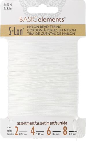 THE BEADSMITH S-LON NYLON THELD-بطاقة 3 ألوان (أسود ، أبيض ، KHAKI) ، الحجم 2 (0.12 مم) ، 10 ياردة (9.1 م) لكل منهما ، سلك توتيك قوي ومرن in Saudi Arabia