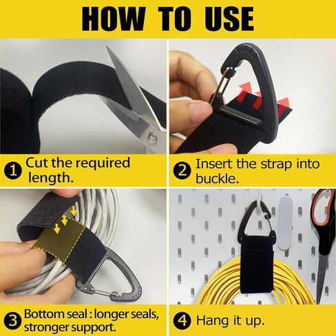Extension Cord Holder Organizer, Heavy Duty Hook and Loop Straps with 20 Pcs Triangle Buckle, Cut to Length, Easily on Hooks or Nails, Extension Cord Storage for Garage Organization(15ft x 1.5in) in Kuwait