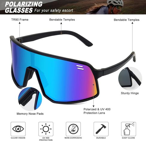 Polarized Cycling Glasses Sports Sunglasses for Men Women UV400 Protection MTB Fishing Running Baseball Glasses in Kuwait