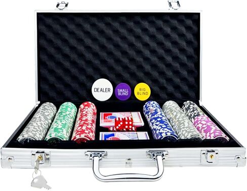 Poker Chips with Numbers,300Pcs Poker Chips Set with Aluminum Travel Case,11 Gram Casino Poker Set for Texas Holdem, Blackjack in Saudi Arabia