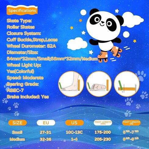 Nattork Kids Roller Skates for Girls Boys, 4 Size Adjustable Panda Quad Skates with All Light up Wheels, Beginner Roller Skates - Birthday Gift for Outdoor Indoor in Saudi Arabia