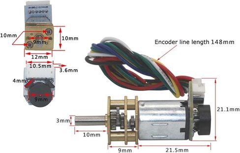 N20 Mini Metal Gear Motor DC 3V 6V 12V with Encoder 19-3000RPM Slow Speed Reduction Gear Motor for Home Appliances and Fans (3V_1500RPM-With_Mount) in Saudi Arabia