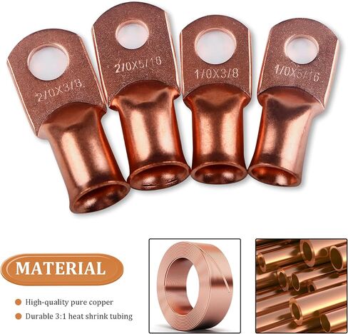 32pcs cable cable cable lugs 1/0 AWG 2/0 AWG Copper Lugs 0 Gauge 00 Gauge Heavy Duty Wruck Lugs Ring Terminal Connals with 3/8 "و 5/16". in Saudi Arabia