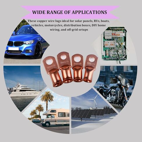 32pcs cable cable cable lugs 1/0 AWG 2/0 AWG Copper Lugs 0 Gauge 00 Gauge Heavy Duty Wruck Lugs Ring Terminal Connals with 3/8 "و 5/16". in Saudi Arabia
