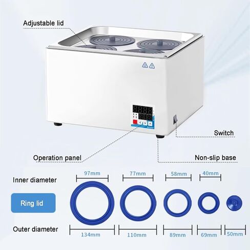 Lab Water Bath, Digital Heating Thermostatic Water Bath, Stainless Steel Inner Tank, with LCD Display, 2 Optional Openings in Saudi Arabia