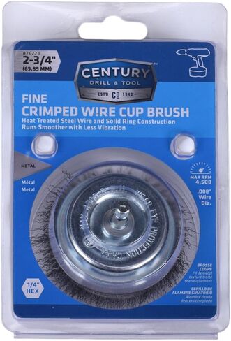 Century Drill & Tool 76221 Drill Cup Wire Brush, 2-3/4" Coarse & Crimped | 1/4" shank, 0." wire diameter, cuts steel & metal, heat and rust resistant coating in Saudi Arabia