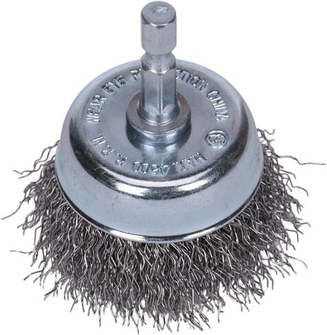 Century Drill & Tool 76221 Drill Cup Wire Brush, 2-3/4" Coarse & Crimped | 1/4" shank, 0." wire diameter, cuts steel & metal, heat and rust resistant coating in Kuwait