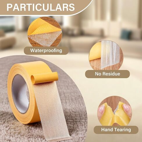 Double Sided Carpet Tape, 2 Inch x 66 Feet Double-Sided Mesh Tape, Fabric Tape for Clothes Making DIY Crafts,Gifts for Family and Friends Home Decorr，2 Packs in Saudi Arabia