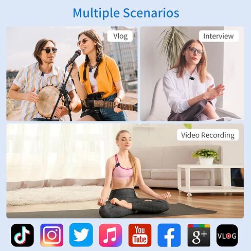 ميكروفون لافالييه اللاسلكي لـ iPhone و iOS و Android مع حالة الشحن ، Mini Mic مع تقليل الضوضاء ، التوصيل والتشغيل لتسجيل الفيديو ، Volgging ، YouTube ، المقابلة والبث المباشر in Saudi Arabia