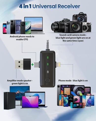 3 في 1 ميكروفون لافالييه اللاسلكي لأجهزة iPhone/Android/الكاميرا ، يعرض LED MICH MIC OMNIDIRICESTAL in Saudi Arabia