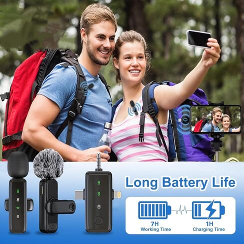 3 في 1 ميكروفون لافالييه اللاسلكي لأجهزة iPhone/Android/الكاميرا ، يعرض LED MICH MIC OMNIDIRICESTAL in Saudi Arabia