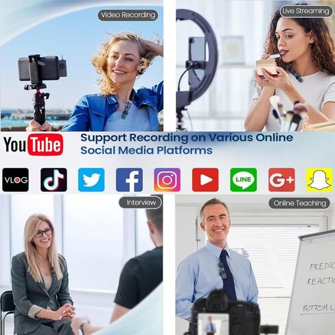 3 في 1 ميكروفون لافالييه اللاسلكي لأجهزة iPhone/Android/الكاميرا ، يعرض LED MICH MIC OMNIDIRICESTAL in Saudi Arabia