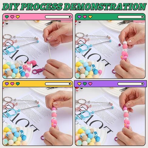 12pcs Blank Beaded Keychain Bars DIY Accessories Metal Beaded Keychain Detachable Key Chain for Pendant DIY Crafts Jewelry Making Gift (Silver) in Kuwait