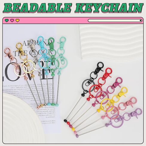 12pcs Blank Beaded Keychain Bars DIY Accessories Metal Beaded Keychain Detachable Key Chain for Pendant DIY Crafts Jewelry Making Gift (Silver) in Kuwait