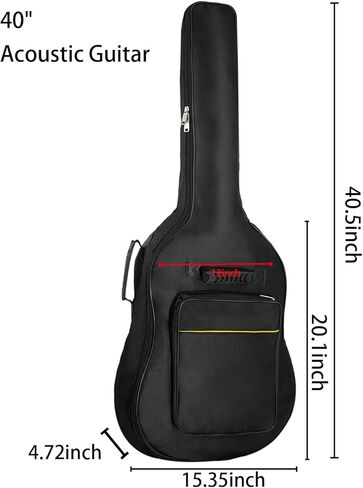 Moosiker 40 بوصة الغيتار الصوتية أزعج كيس مقاوم للماء الحشو الغيتار الناعم (6 مم الغيتار الأصفر السميك مربع مربع ، 40 بوصة أسود) in Kuwait