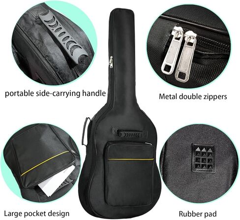 Moosiker 40 بوصة الغيتار الصوتية أزعج كيس مقاوم للماء الحشو الغيتار الناعم (6 مم الغيتار الأصفر السميك مربع مربع ، 40 بوصة أسود) in Kuwait