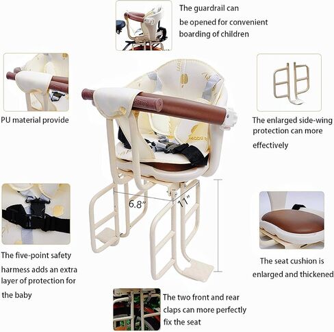 Rear Kid's Bike Seat,Rear Mounted Child Bike Seat Wraparound Attachment for Adult Bike with Armrest Harness and Pedals,Toddler Bike Seat for Child Ages 6 Months to 6 Years(Up to 110lb) in Saudi Arabia
