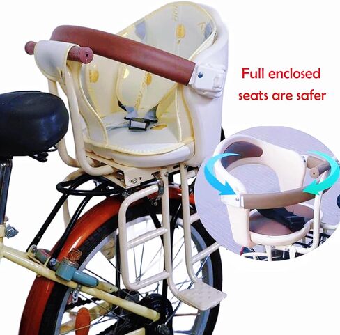 Rear Kid's Bike Seat,Rear Mounted Child Bike Seat Wraparound Attachment for Adult Bike with Armrest Harness and Pedals,Toddler Bike Seat for Child Ages 6 Months to 6 Years(Up to 110lb) in Saudi Arabia