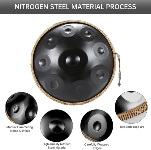 Handpan Music Handpan 18 in ، 440Hz Classic G Minor 9 Notes Music Instrument Pan ، مع حقيبة تخزين الأسطوانة ، مطرقة ، جديلة ، حامل ، ملصقات صوتية ، قماش تنظيف للأطفال ، البالغين ، الأزرق in Saudi Arabia