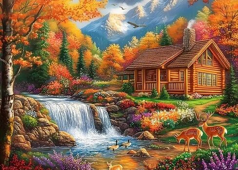 Fall Landscape Diamond Painting Kits for Adults, 5D Mountain Lake Diamond Art Kits for Adults Beginners, DIY Full Round Drill Diamond Dot Painting Gem Art Kits for Adult,Home Wall Decor 13.8x13.8 Inch in Saudi Arabia