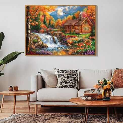 Fall Landscape Diamond Painting Kits for Adults, 5D Mountain Lake Diamond Art Kits for Adults Beginners, DIY Full Round Drill Diamond Dot Painting Gem Art Kits for Adult,Home Wall Decor 13.8x13.8 Inch in Saudi Arabia