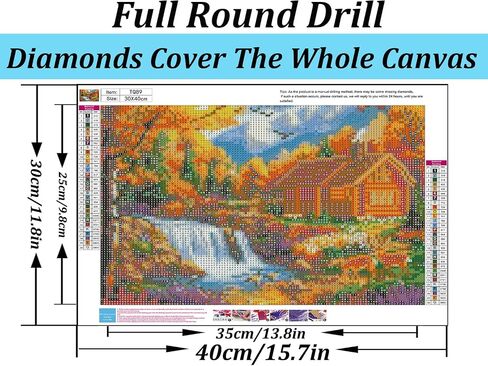 Fall Landscape Diamond Painting Kits for Adults, 5D Mountain Lake Diamond Art Kits for Adults Beginners, DIY Full Round Drill Diamond Dot Painting Gem Art Kits for Adult,Home Wall Decor 13.8x13.8 Inch in Saudi Arabia