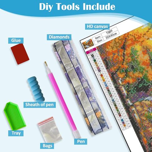 Fall Landscape Diamond Painting Kits for Adults, 5D Mountain Lake Diamond Art Kits for Adults Beginners, DIY Full Round Drill Diamond Dot Painting Gem Art Kits for Adult,Home Wall Decor 13.8x13.8 Inch in Saudi Arabia