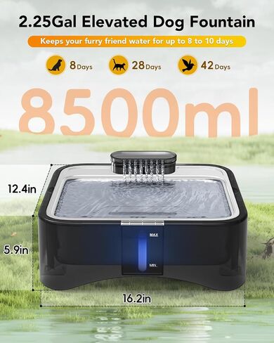 UPSKY 2.25Gal Elevated Dog Water Fountain Filter, 5 Pcs Replacement, Pet Fountain Filters, Multi-Layer Filtration System Carbon Filters Compatible with 8.5L/2.25Gal 4 Heights Adjustable Pet Fountain in Kuwait