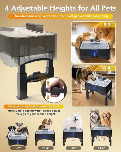 UPSKY 2.25Gal Elevated Dog Water Fountain Filter, 5 Pcs Replacement, Pet Fountain Filters, Multi-Layer Filtration System Carbon Filters Compatible with 8.5L/2.25Gal 4 Heights Adjustable Pet Fountain in Kuwait