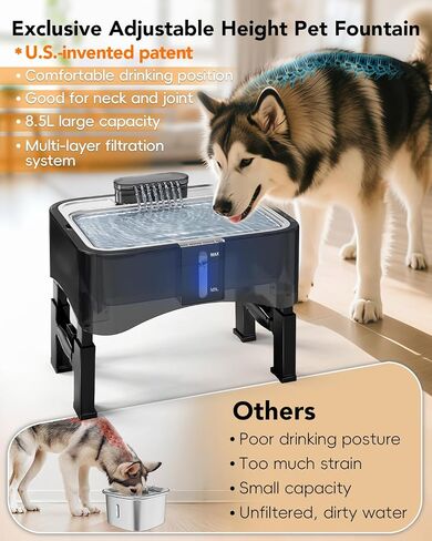 UPSKY 2.25Gal Elevated Dog Water Fountain Filter, 5 Pcs Replacement, Pet Fountain Filters, Multi-Layer Filtration System Carbon Filters Compatible with 8.5L/2.25Gal 4 Heights Adjustable Pet Fountain in Kuwait