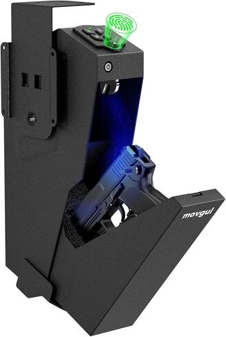 Biometric Gun safe for Handgun Drop Down Bedside Pistol Safe, Mounted Fingerprint Handgun Case for Nightstand, Under Desk, Bed in Saudi Arabia
