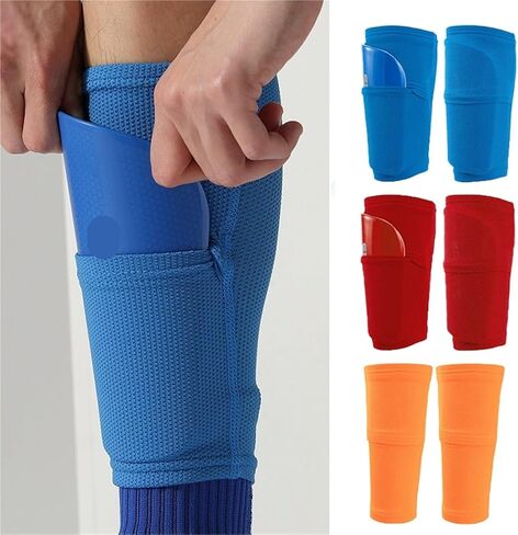 1 Pair Football Shin Guard with Pocket Adults Teens Compression Calf Sleeve Soccer Shinguards Support Protective Gear for Shin Splint Relief, Recovery, Running in Saudi Arabia