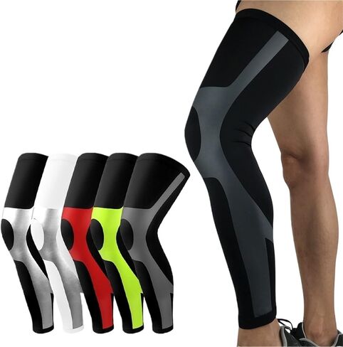 2Pcs Compression Long Leg Sleeves Knee Brace for Running Football Basketball, Calf Knee Pain Relief for Shin Splint Relief, Recovery, Running in Saudi Arabia