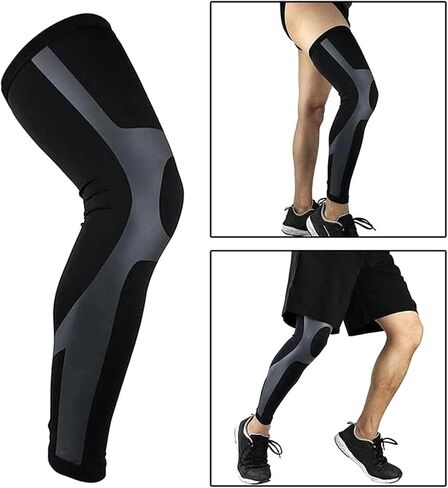 2Pcs Compression Long Leg Sleeves Knee Brace for Running Football Basketball, Calf Knee Pain Relief for Shin Splint Relief, Recovery, Running in Saudi Arabia