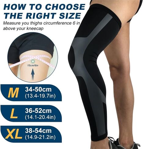 2Pcs Compression Long Leg Sleeves Knee Brace for Running Football Basketball, Calf Knee Pain Relief for Shin Splint Relief, Recovery, Running in Saudi Arabia