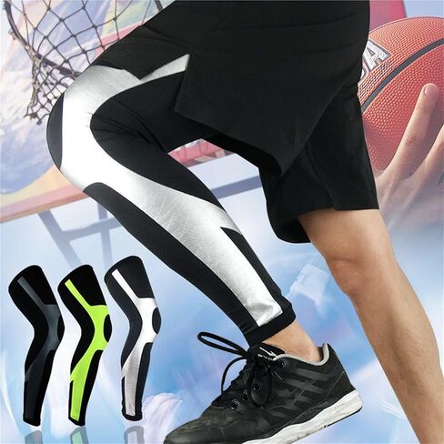 2Pcs Compression Long Leg Sleeves Knee Brace for Running Football Basketball, Calf Knee Pain Relief for Shin Splint Relief, Recovery, Running in Saudi Arabia