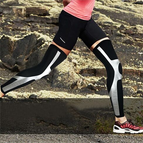 2Pcs Compression Long Leg Sleeves Knee Brace for Running Football Basketball, Calf Knee Pain Relief for Shin Splint Relief, Recovery, Running in Saudi Arabia