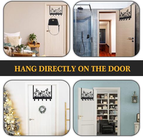 Geelin Metal Hummingbird Flower فوق الباب السنانير الزهور البرية فوق الباب الطبيعة جدار ديكور مع 5 خطافات حامل المناشف لحمام غرفة نوم غرفة المعيشة المنزل ديكور هدية in Saudi Arabia