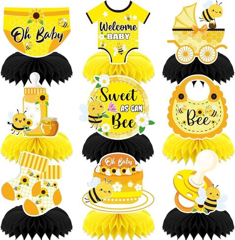 9pcs Sweet Berry Welcome Baby Honeycomb Centerpieces Baby Shower Party Table Decorations Strawberry Blueberry Tabletop Centerpieces Berry Table Topper Sign Decors for Newborn Hello Baby Announcement in Kuwait