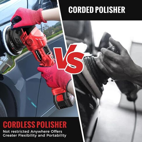 Cordless Buffer Polisher, 5 Inch Random Orbital Car Polisher Waxer, 6 Variable Speed 1000-5200 RPM, 21V 3.0Ah Batteries , 28Pcs Polishing Kit,for Car Polishing, Waxing, Boat Sanding, Scratch Removing in Saudi Arabia