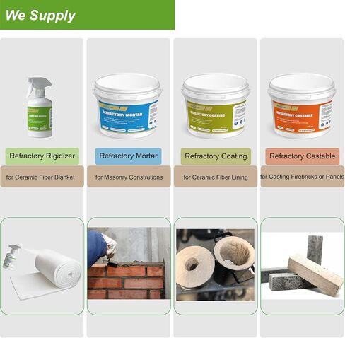 Refractory Coating - 3056°F High Temperature Refractory Cement Fireproof Dry Mix - for Ceramic Fiber Blankets Lining in Foundry, Forge, Kiln, Smelting Furnace and More (10 LBS) in Saudi Arabia